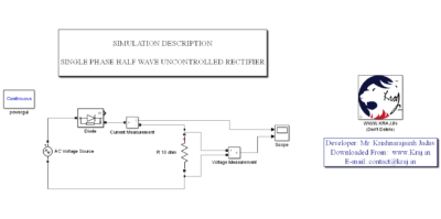 MATLAB – Single Phase Uncontrolled Half Wave Rectifier